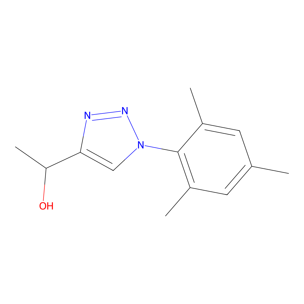 1-[1-(2,4,6-trimethylphenyl)-1H-1,2,3-triazol-4-yl]ethan-1-ol molecular structure, CAS 2320150-71-6