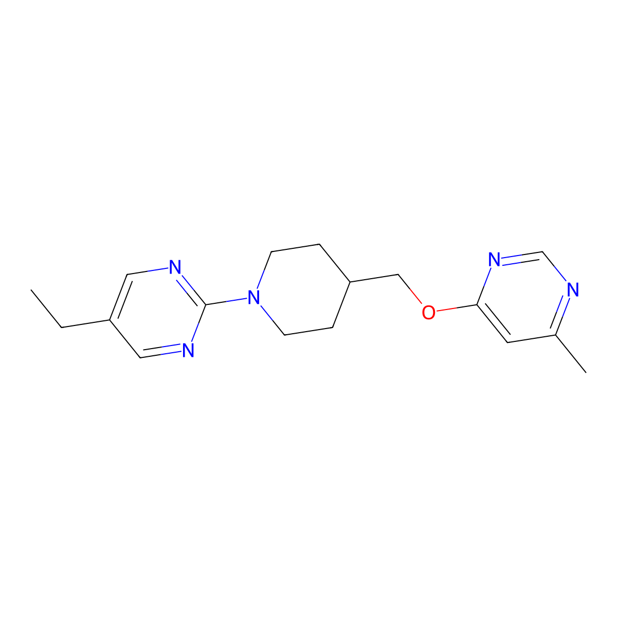 5-Ethyl-2-(4-{[(6-methylpyrimidin-4-yl)oxy]methyl}piperidin-1-yl)pyrimidine molecular structure, CAS 2320150-78-3