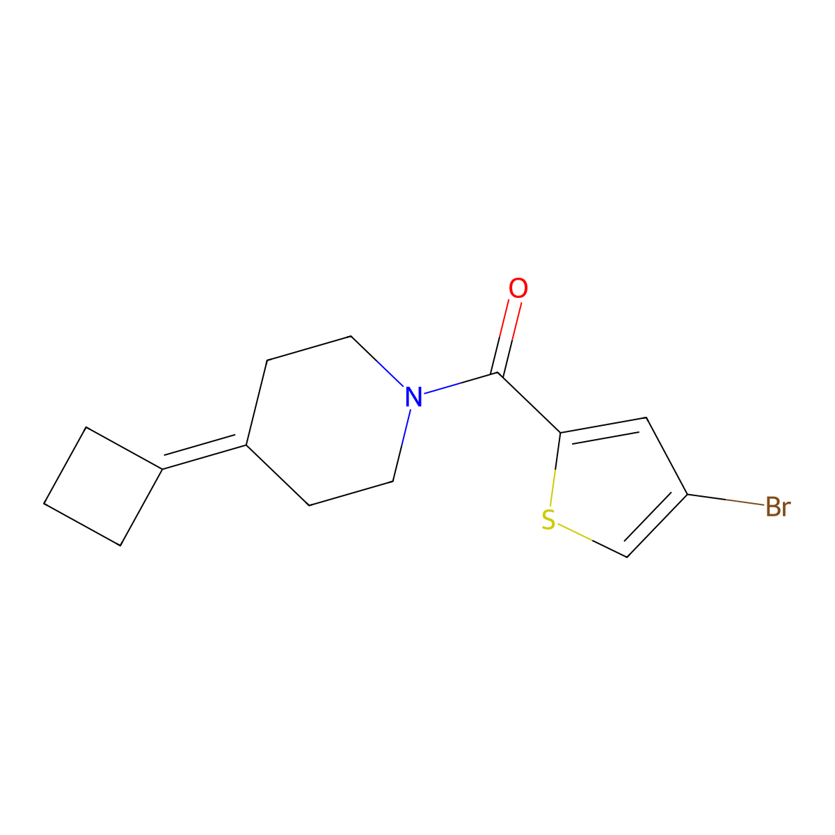 1-(4-Bromothiophene-2-carbonyl)-4-cyclobutylidenepiperidine molecular structure, CAS 2320150-81-8