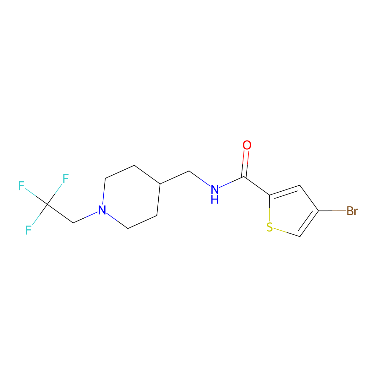 4-bromo-N-{[1-(2,2,2-trifluoroethyl)piperidin-4-yl]methyl}thiophene-2-carboxamide molecular structure, CAS 2320150-91-0
