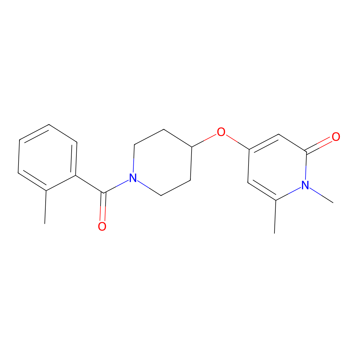 1,6-dimethyl-4-((1-(2-methylbenzoyl)piperidin-4-yl)oxy)pyridin-2(1H)-one molecular structure, CAS 2320171-99-9