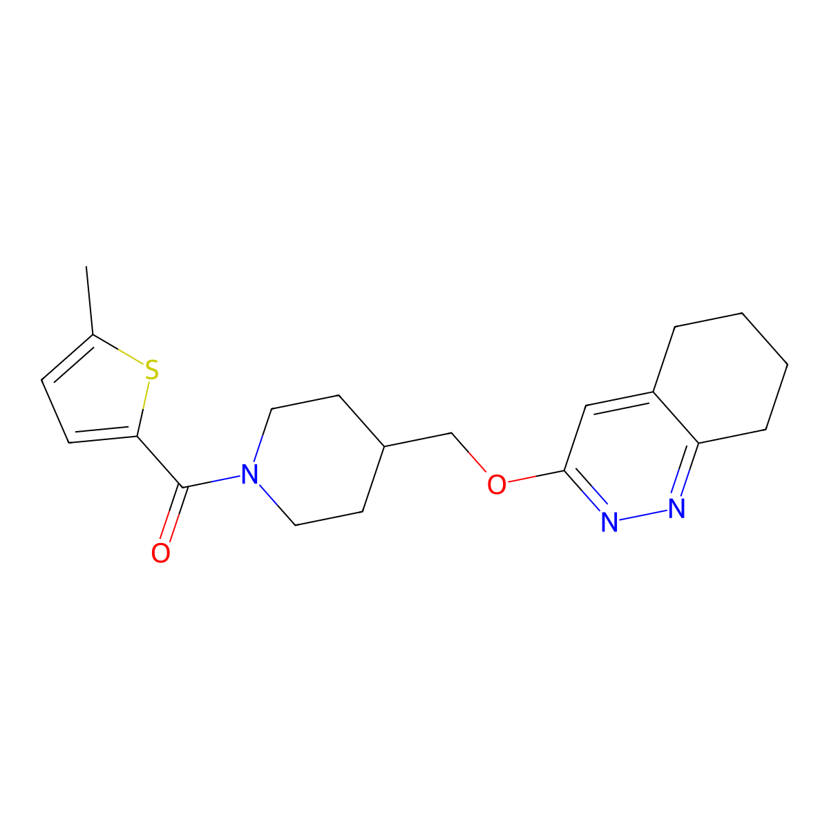 3-{[1-(5-Methylthiophene-2-carbonyl)piperidin-4-yl]methoxy}-5,6,7,8-tetrahydrocinnoline molecular structure, CAS 2320172-58-3