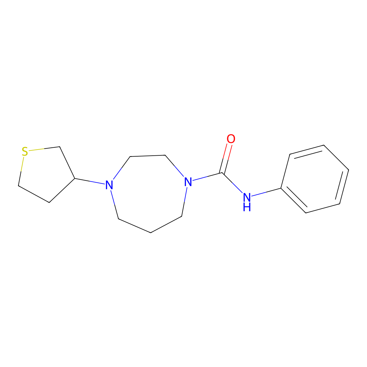 N-phenyl-4-(thiolan-3-yl)-1,4-diazepane-1-carboxamide molecular structure, CAS 2320172-83-4