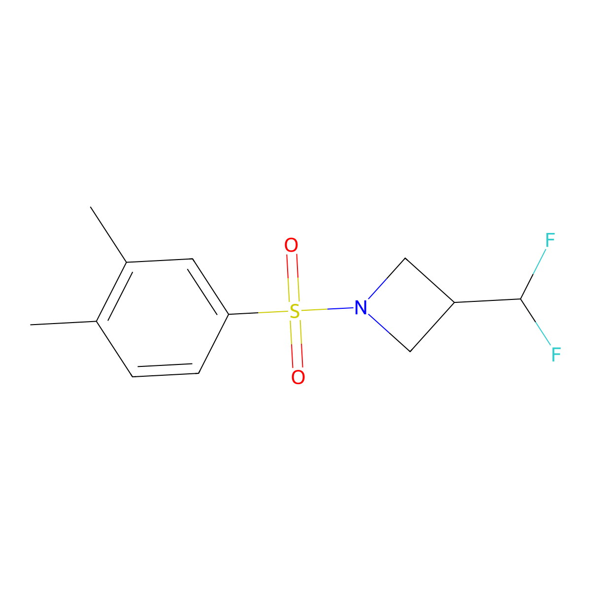 3-(Difluoromethyl)-1-(3,4-dimethylbenzenesulfonyl)azetidine molecular structure, CAS 2320173-55-3