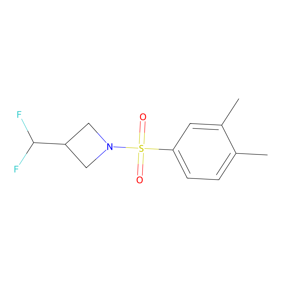 3-(Difluoromethyl)-1-(3,4-dimethylbenzenesulfonyl)azetidine molecular structure, CAS 2320173-55-3
