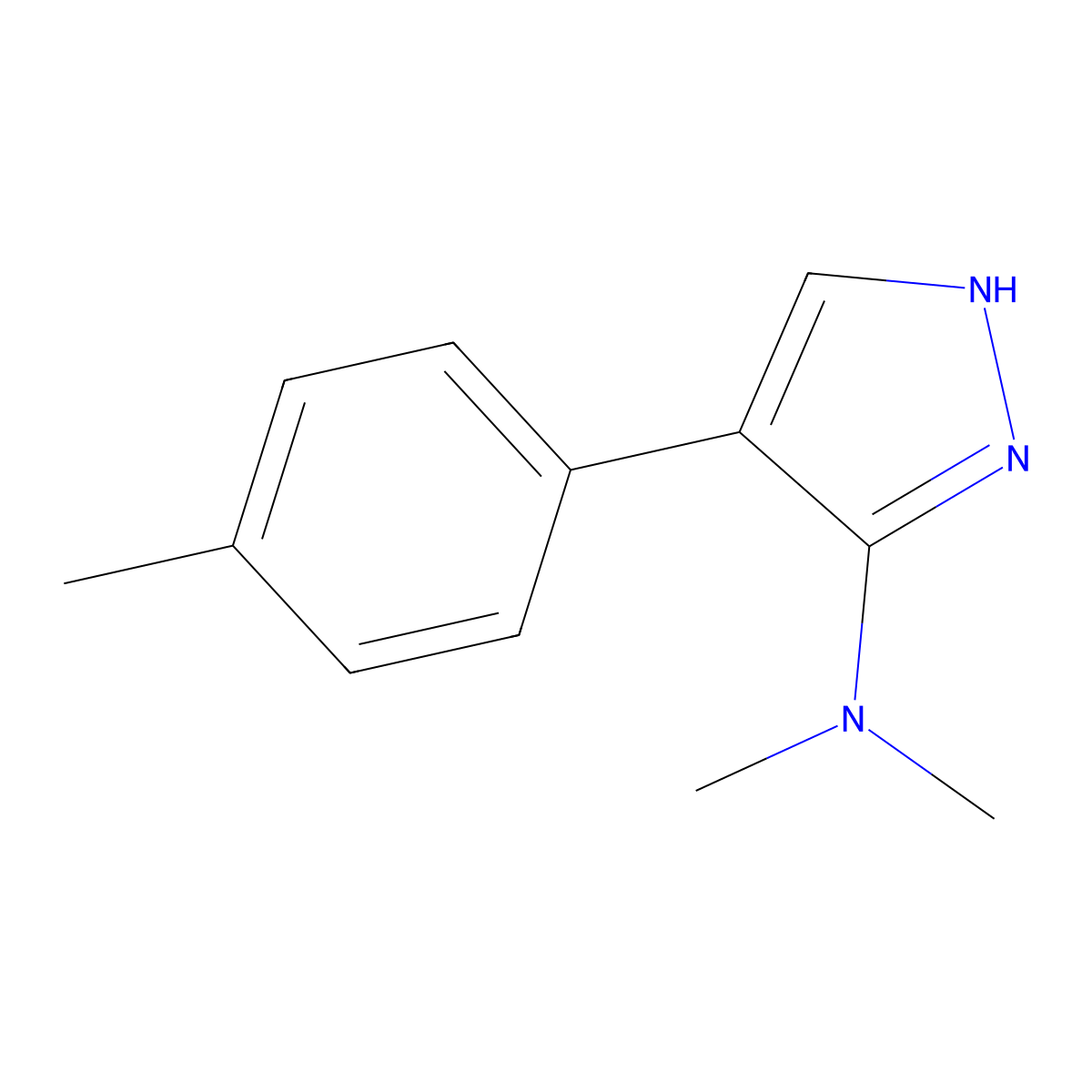N,N-dimethyl-4-(4-methylphenyl)-1H-pyrazol-3-amine molecular structure, CAS 2320173-85-9