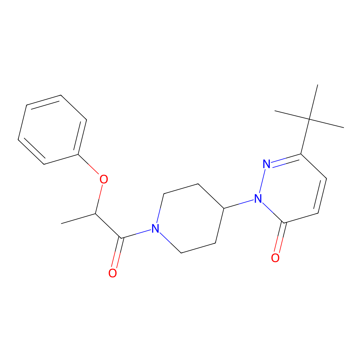 6-Tert-butyl-2-[1-(2-phenoxypropanoyl)piperidin-4-yl]-2,3-dihydropyridazin-3-one molecular structure, CAS 2320173-97-3