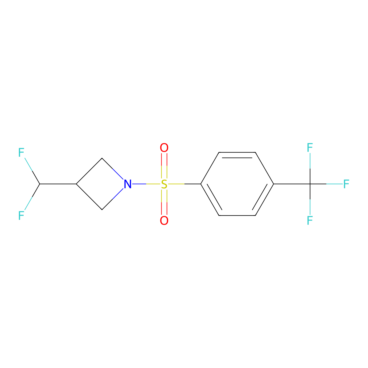 3-(Difluoromethyl)-1-[4-(trifluoromethyl)benzenesulfonyl]azetidine molecular structure, CAS 2320174-22-7