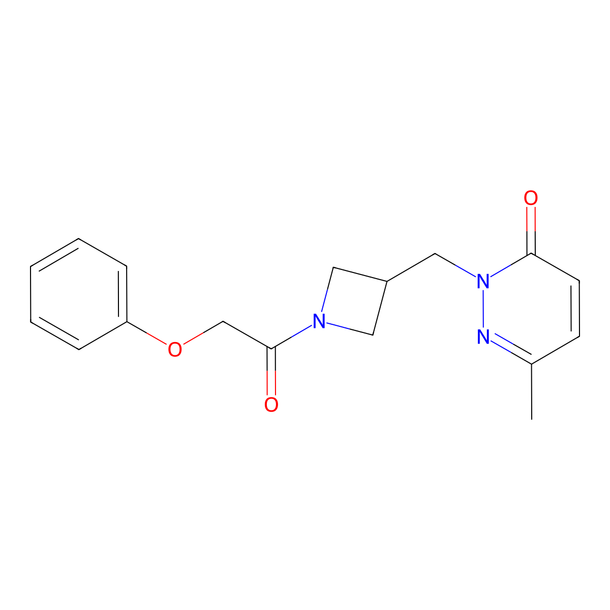 6-Methyl-2-{[1-(2-phenoxyacetyl)azetidin-3-yl]methyl}-2,3-dihydropyridazin-3-one molecular structure, CAS 2320174-30-7