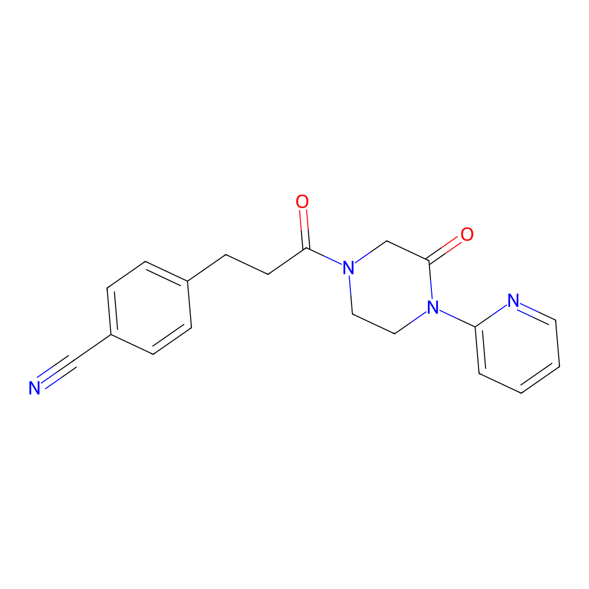 4-(3-Oxo-3-(3-oxo-4-(pyridin-2-yl)piperazin-1-yl)propyl)benzonitrile molecular structure, CAS 2320174-57-8