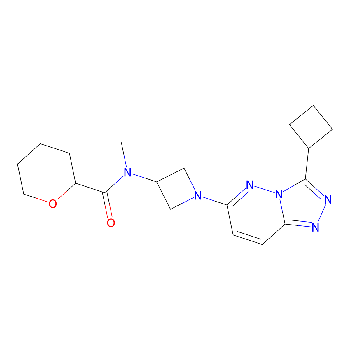 N-(1-{3-cyclobutyl-[1,2,4]triazolo[4,3-b]pyridazin-6-yl}azetidin-3-yl)-N-methyloxane-2-carboxamide molecular structure, CAS 2320174-67-0