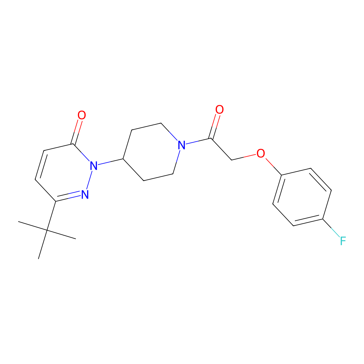 6-Tert-butyl-2-{1-[2-(4-fluorophenoxy)acetyl]piperidin-4-yl}-2,3-dihydropyridazin-3-one molecular structure, CAS 2320174-83-0