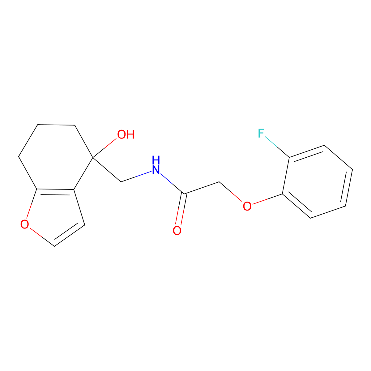2-(2-fluorophenoxy)-N-[(4-hydroxy-4,5,6,7-tetrahydro-1-benzofuran-4-yl)methyl]acetamide molecular structure, CAS 2320174-92-1