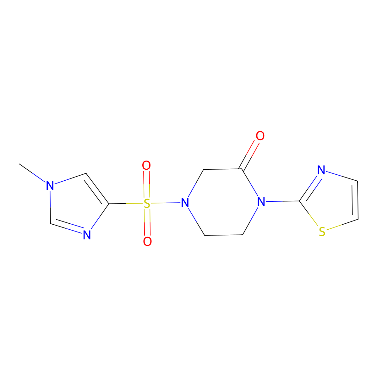 4-[(1-methyl-1H-imidazol-4-yl)sulfonyl]-1-(1,3-thiazol-2-yl)piperazin-2-one molecular structure, CAS 2320174-96-5