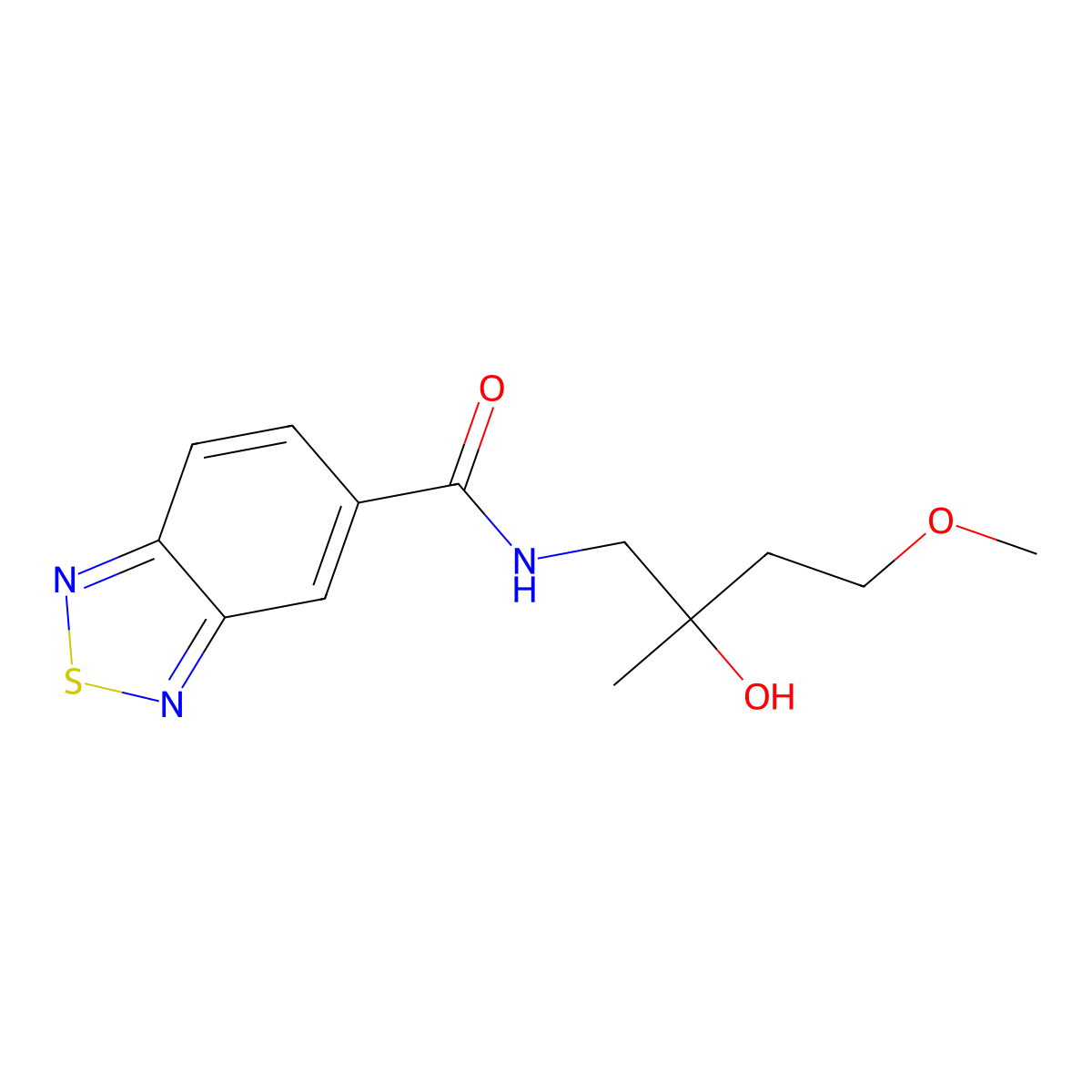 N-(2-hydroxy-4-methoxy-2-methylbutyl)-2,1,3-benzothiadiazole-5-carboxamide molecular structure, CAS 2320175-09-3