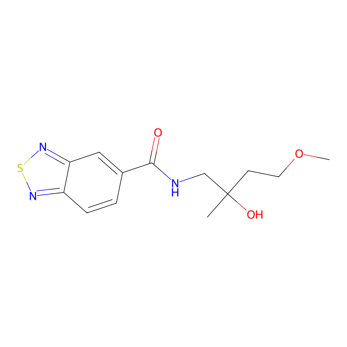 N-(2-hydroxy-4-methoxy-2-methylbutyl)-2,1,3-benzothiadiazole-5-carboxamide molecular structure, CAS 2320175-09-3