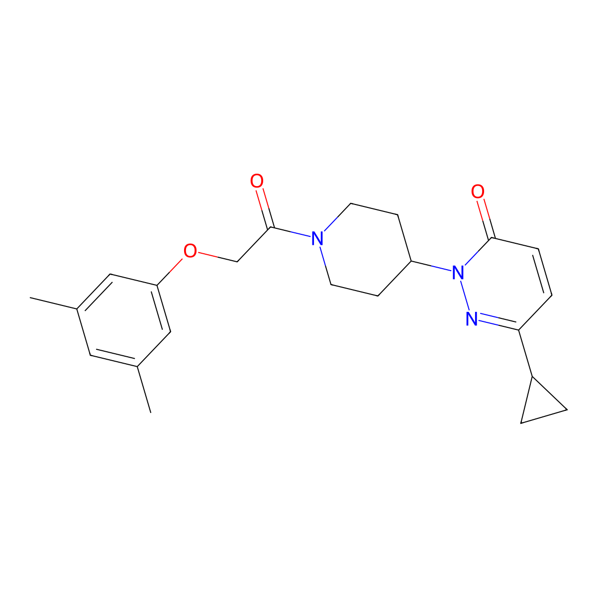 6-Cyclopropyl-2-{1-[2-(3,5-dimethylphenoxy)acetyl]piperidin-4-yl}-2,3-dihydropyridazin-3-one molecular structure, CAS 2320175-63-9