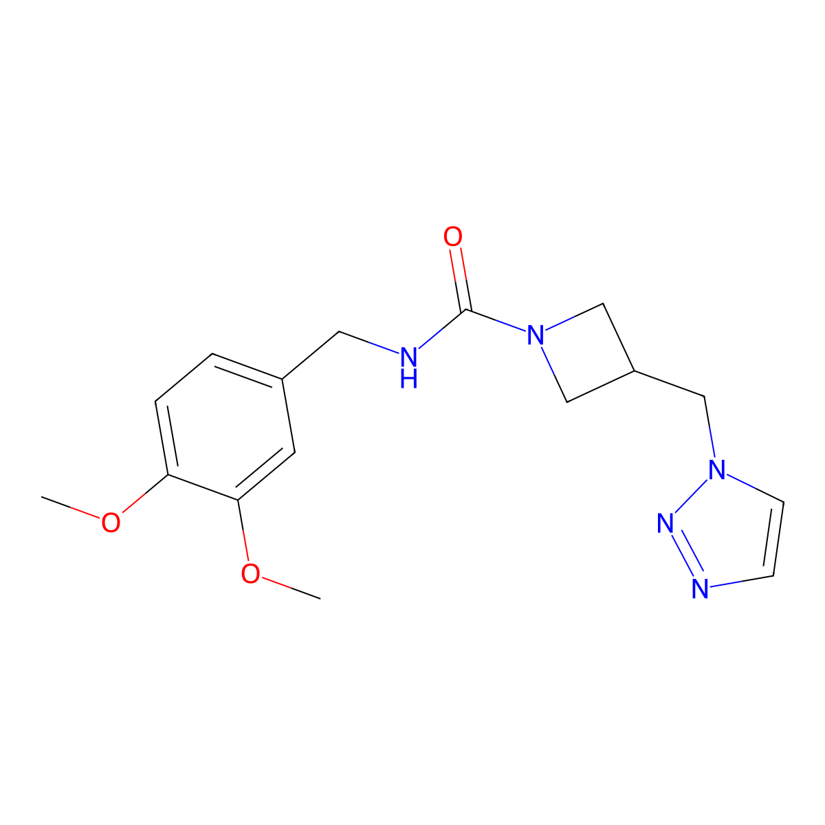 N-[(3,4-dimethoxyphenyl)methyl]-3-[(1H-1,2,3-triazol-1-yl)methyl]azetidine-1-carboxamide molecular structure, CAS 2320175-94-6