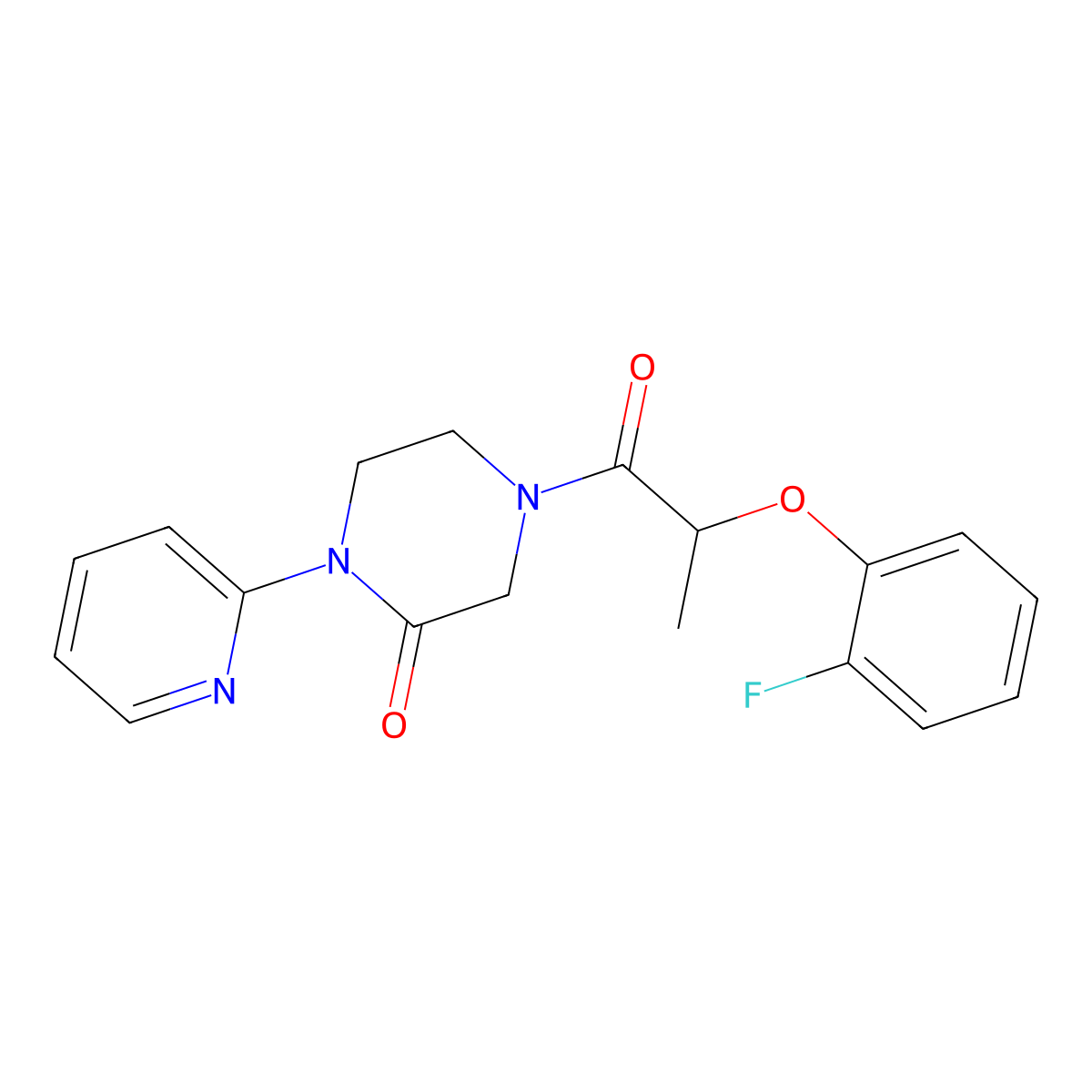 4-[2-(2-Fluorophenoxy)propanoyl]-1-(pyridin-2-yl)piperazin-2-one molecular structure, CAS 2320175-95-7