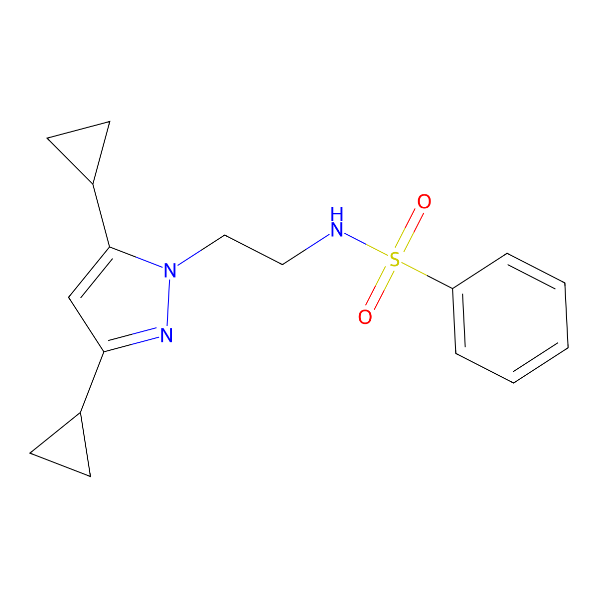 N-[2-(3,5-dicyclopropyl-1H-pyrazol-1-yl)ethyl]benzenesulfonamide molecular structure, CAS 2320176-19-8