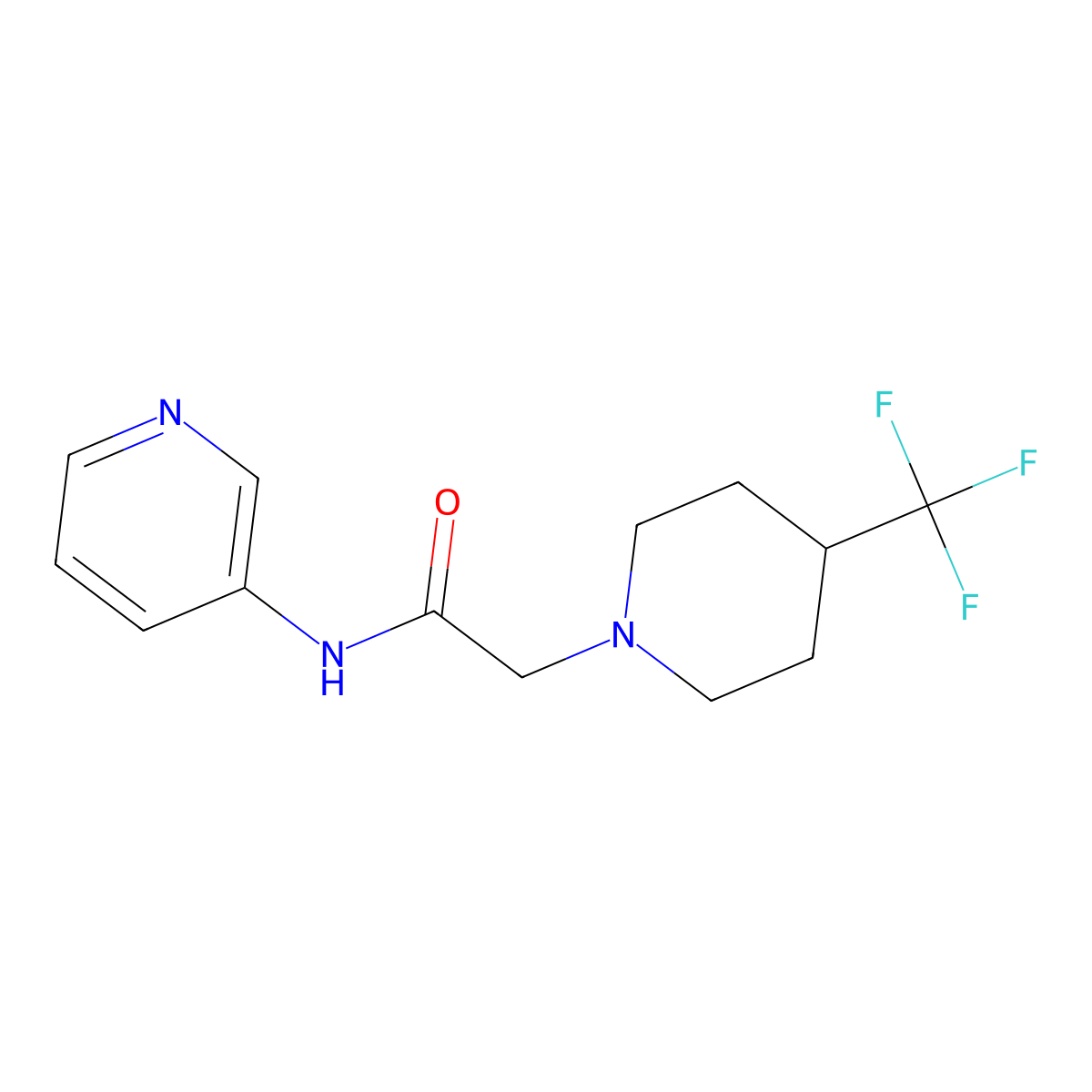 N-(pyridin-3-yl)-2-(4-(trifluoromethyl)piperidin-1-yl)acetamide molecular structure, CAS 2320176-50-7