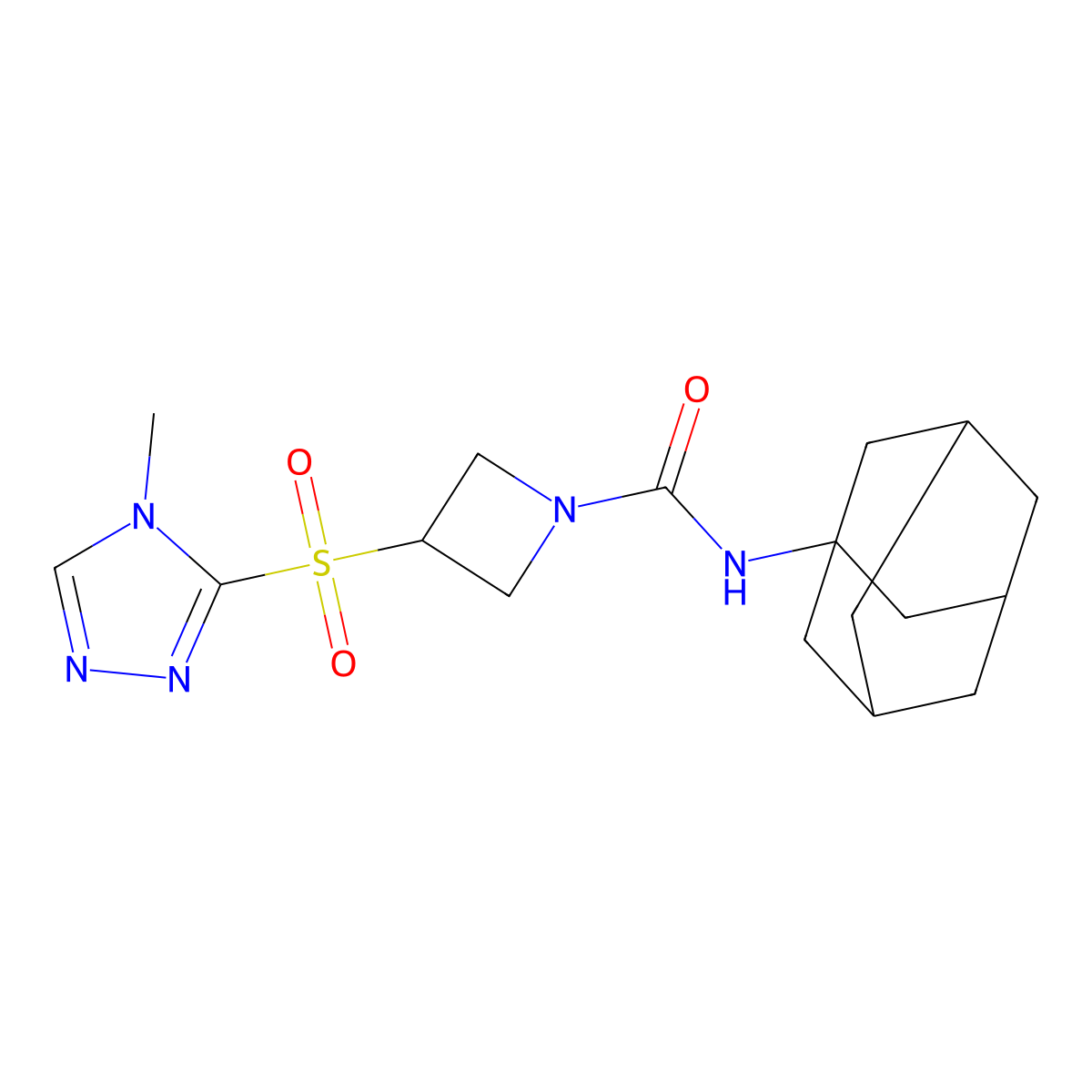 N-(adamantan-1-yl)-3-[(4-methyl-4H-1,2,4-triazol-3-yl)sulfonyl]azetidine-1-carboxamide molecular structure, CAS 2320176-66-5