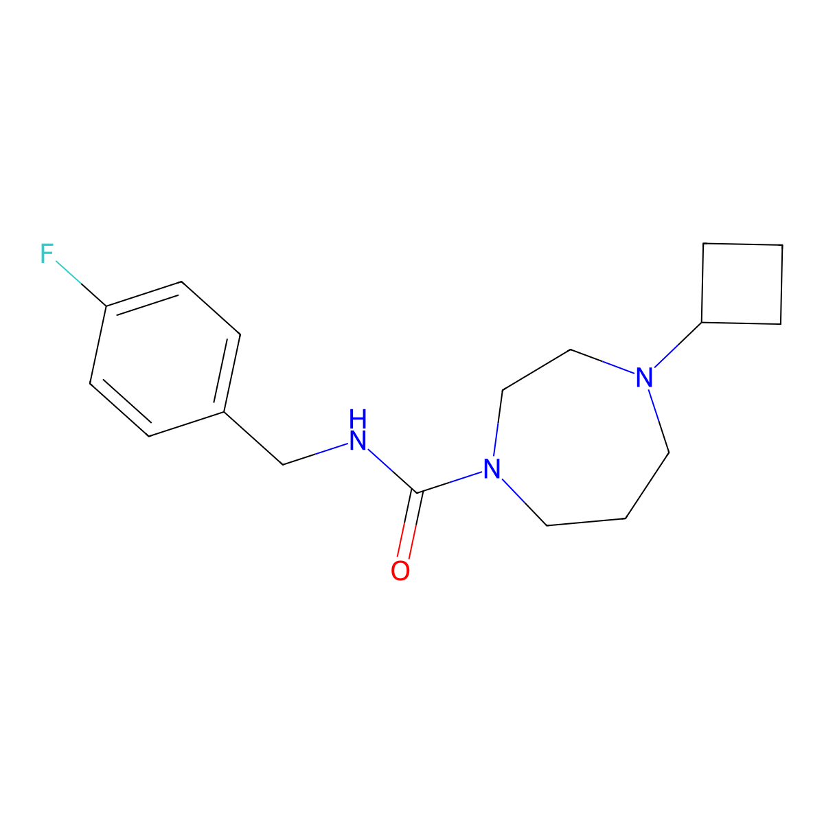 4-cyclobutyl-N-[(4-fluorophenyl)methyl]-1,4-diazepane-1-carboxamide molecular structure, CAS 2320176-70-1