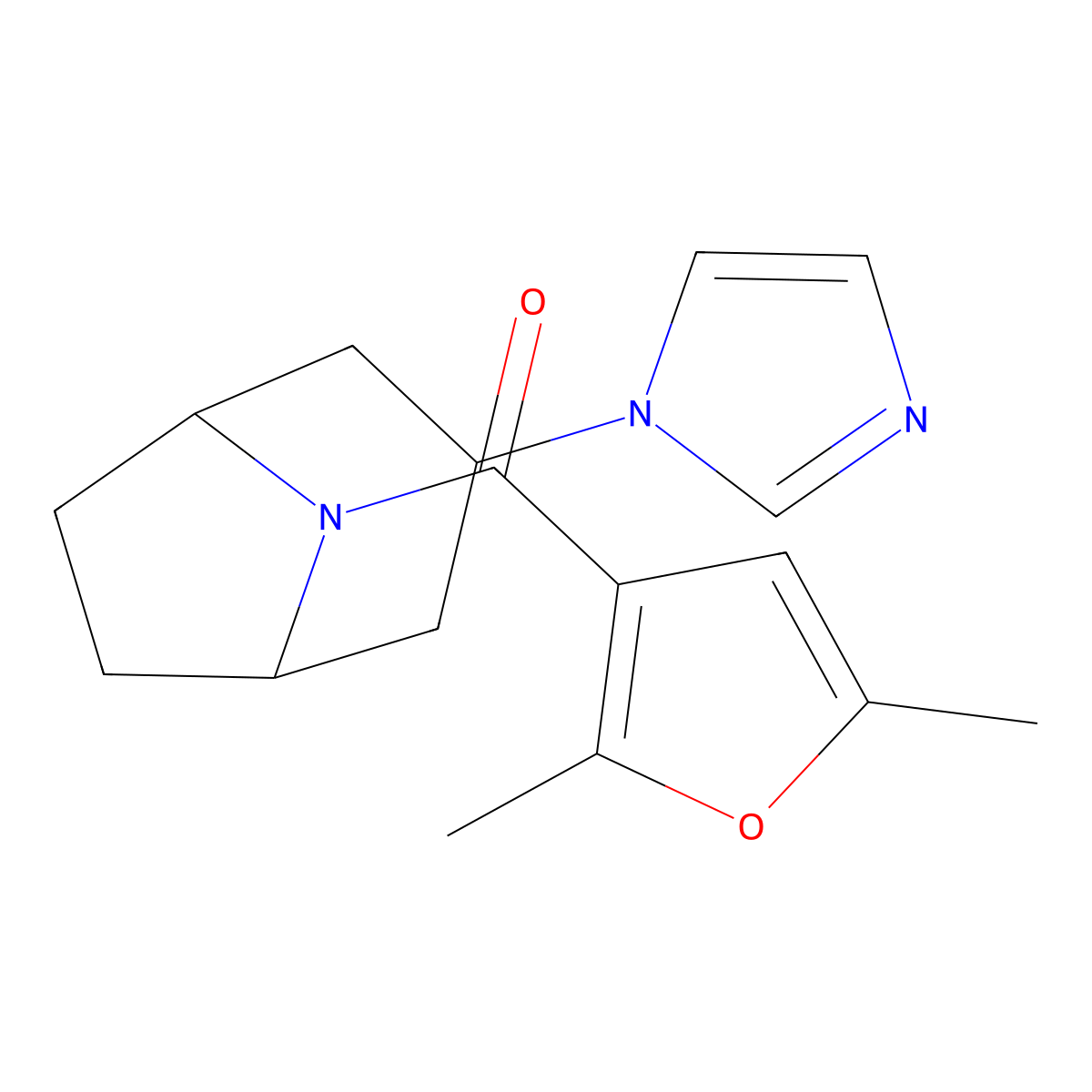 ((1R,5S)-3-(1H-imidazol-1-yl)-8-azabicyclo[3.2.1]octan-8-yl)(2,5-dimethylfuran-3-yl)methanone molecular structure, CAS 2320176-72-3