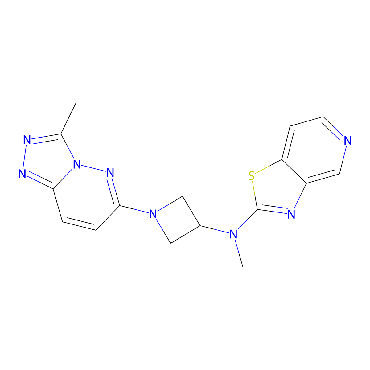 N-methyl-1-{3-methyl-[1,2,4]triazolo[4,3-b]pyridazin-6-yl}-N-{[1,3]thiazolo[4,5-c]pyridin-2-yl}azetidin-3-amine molecular structure, CAS 2320176-95-0