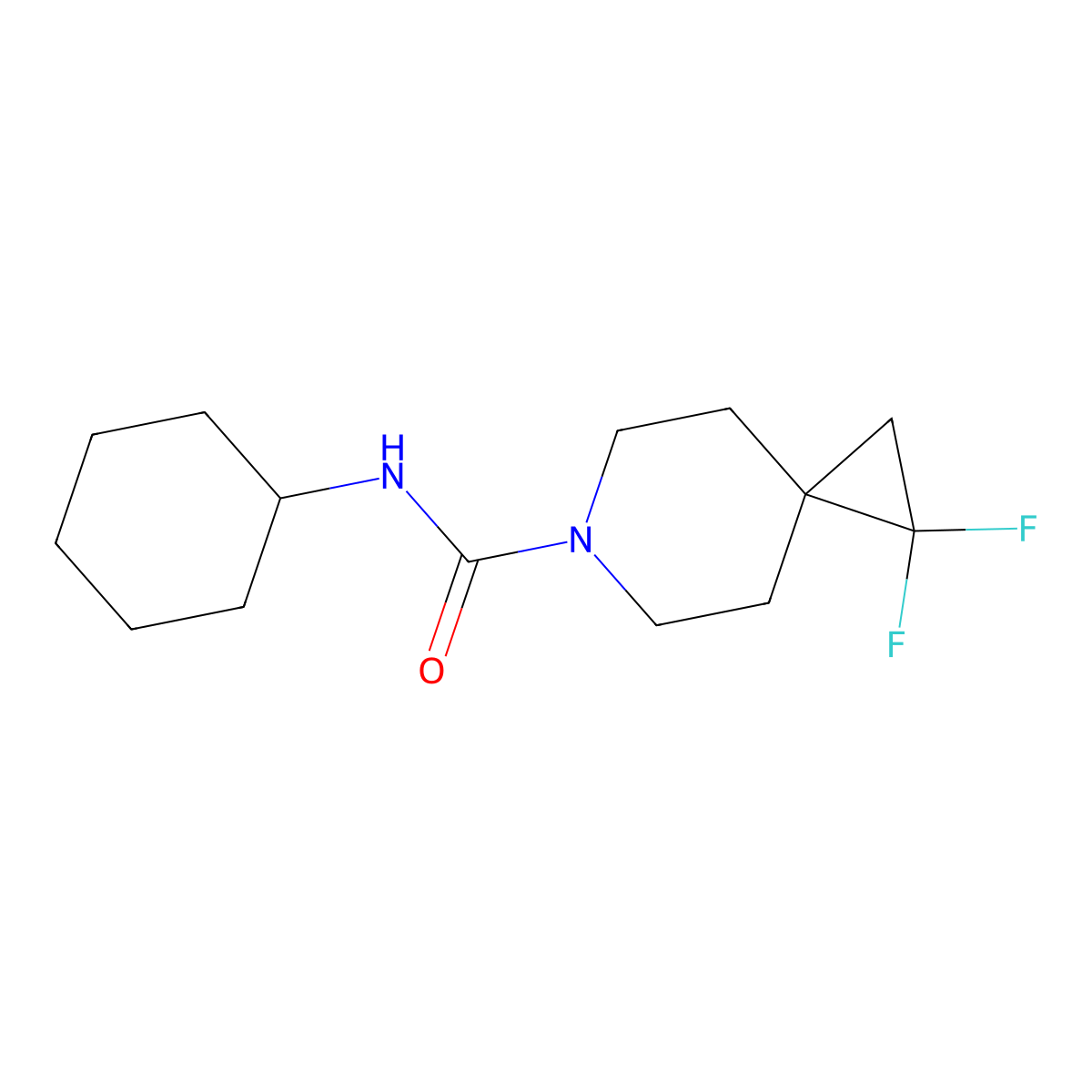 N-cyclohexyl-1,1-difluoro-6-azaspiro[2.5]octane-6-carboxamide molecular structure, CAS 2320177-14-6