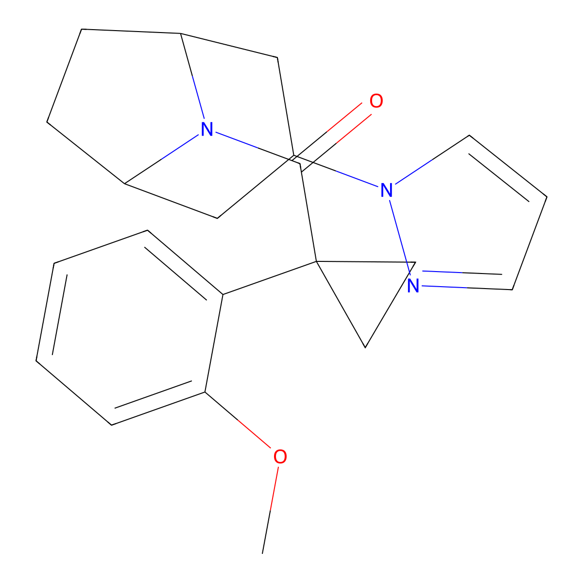 8-[1-(2-methoxyphenyl)cyclopropanecarbonyl]-3-(1H-pyrazol-1-yl)-8-azabicyclo[3.2.1]octane molecular structure, CAS 2320177-19-1