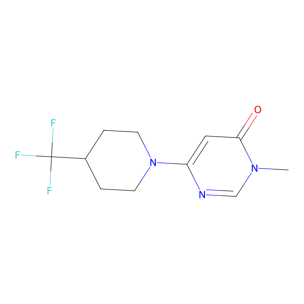 3-methyl-6-(4-(trifluoromethyl)piperidin-1-yl)pyrimidin-4(3H)-one molecular structure, CAS 2320177-29-3