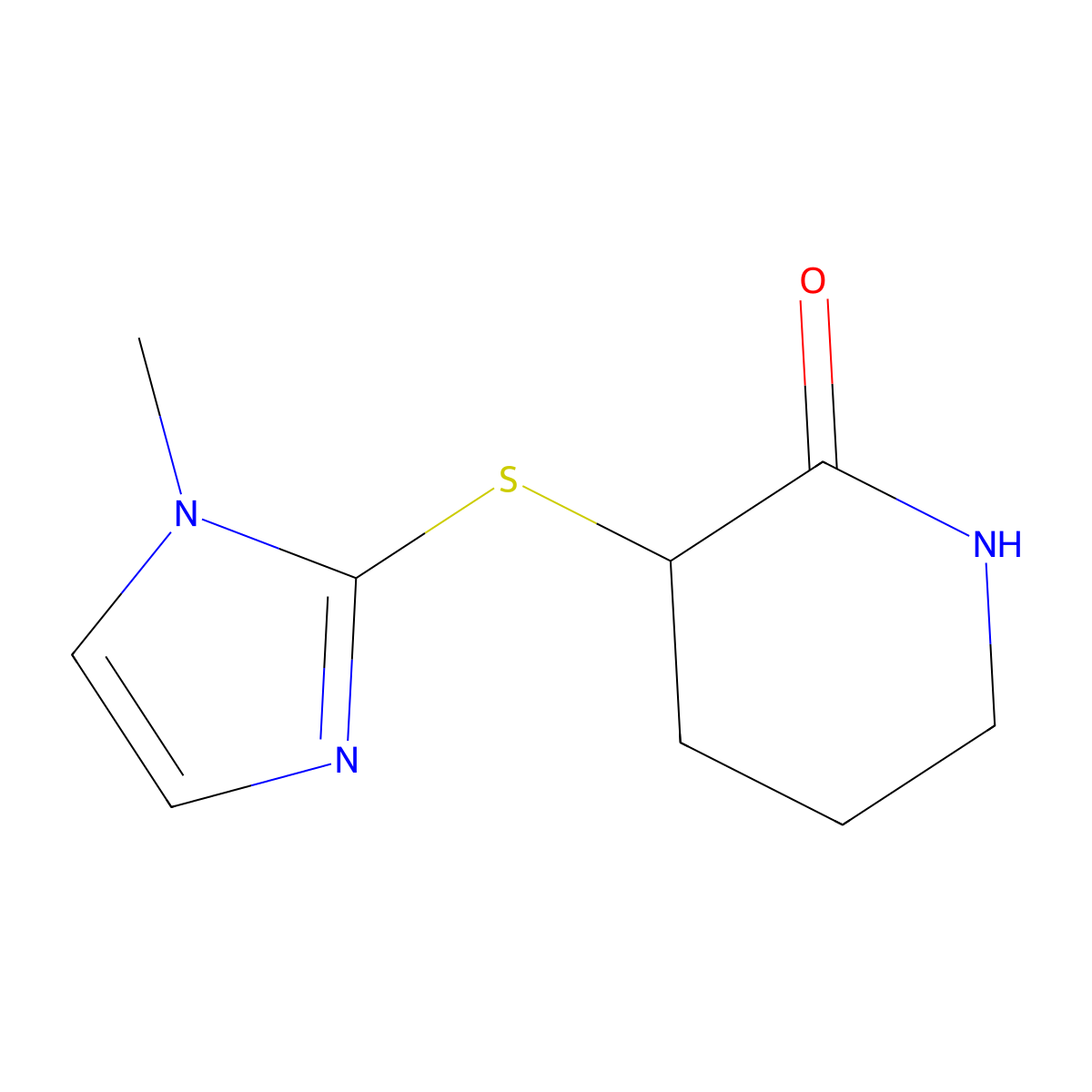 3-((1-methyl-1H-imidazol-2-yl)thio)piperidin-2-one molecular structure, CAS 2320177-37-3