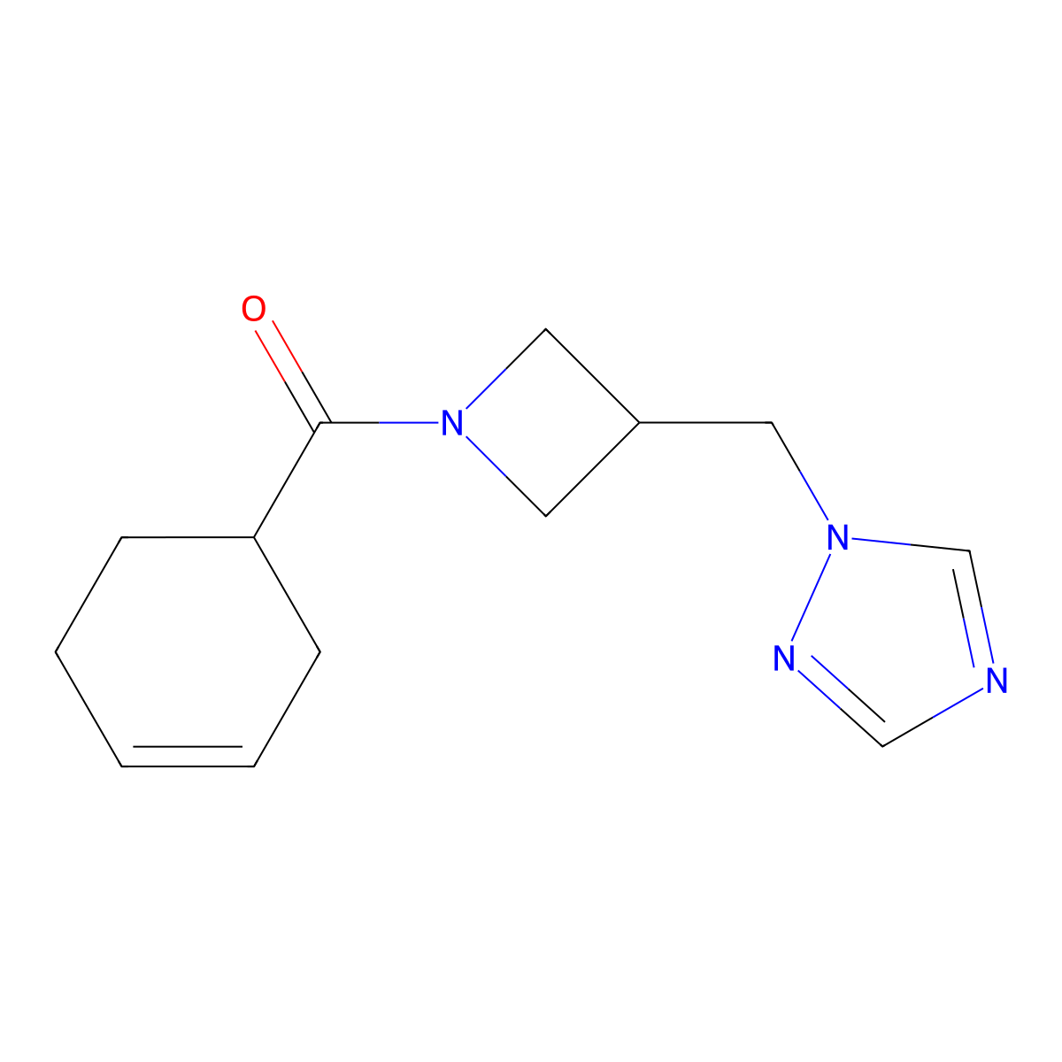 1-{[1-(cyclohex-3-ene-1-carbonyl)azetidin-3-yl]methyl}-1H-1,2,4-triazole molecular structure, CAS 2320177-55-5
