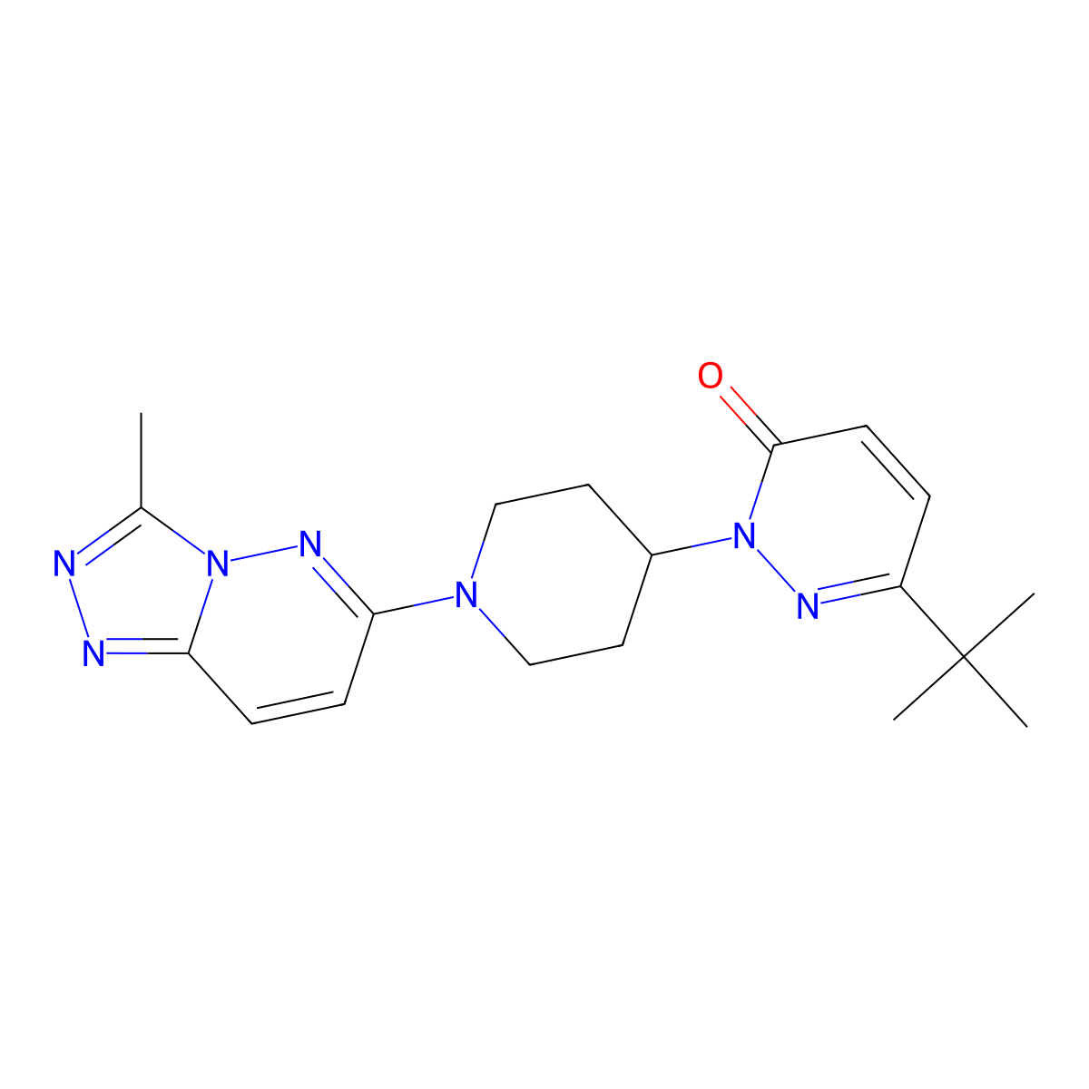 6-Tert-butyl-2-(1-{3-methyl-[1,2,4]triazolo[4,3-b]pyridazin-6-yl}piperidin-4-yl)-2,3-dihydropyridazin-3-one molecular structure, CAS 2320177-56-6