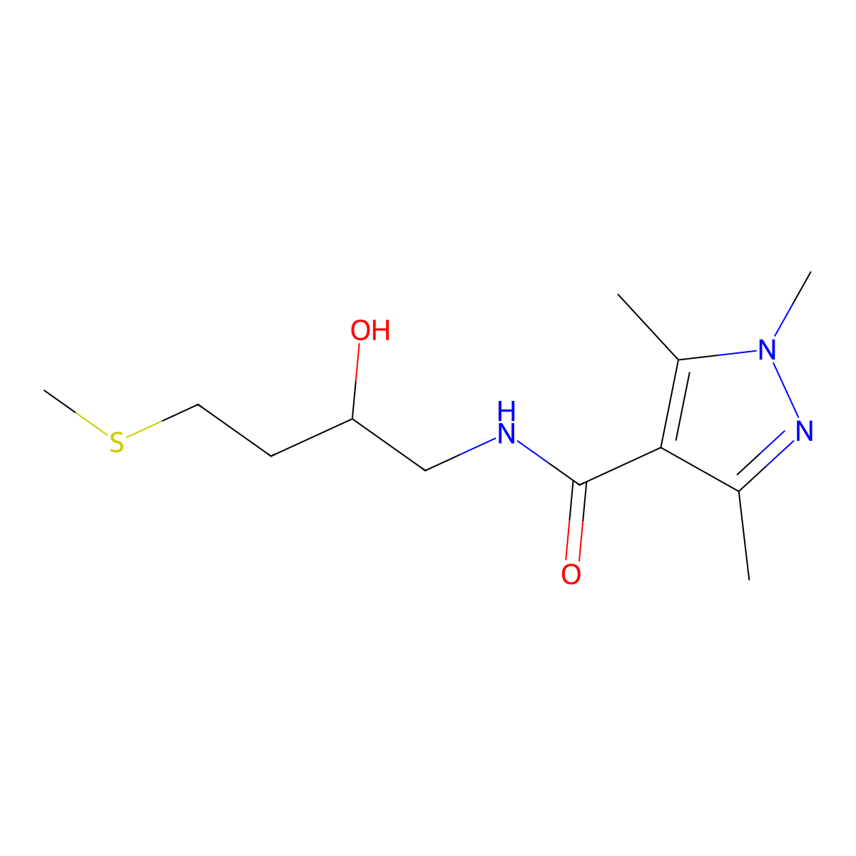 N-[2-hydroxy-4-(methylsulfanyl)butyl]-1,3,5-trimethyl-1H-pyrazole-4-carboxamide molecular structure, CAS 2320177-61-3