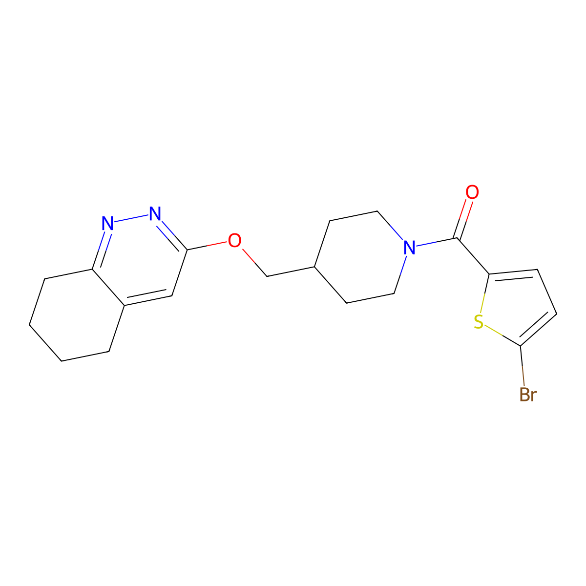 3-{[1-(5-Bromothiophene-2-carbonyl)piperidin-4-yl]methoxy}-5,6,7,8-tetrahydrocinnoline molecular structure, CAS 2320177-78-2