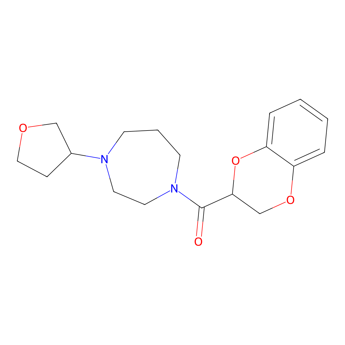 (2,3-Dihydrobenzo[b][1,4]dioxin-2-yl)(4-(tetrahydrofuran-3-yl)-1,4-diazepan-1-yl)methanone molecular structure, CAS 2320178-00-3