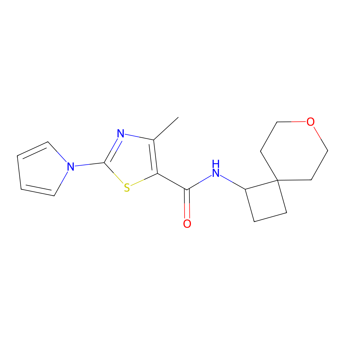 4-methyl-2-(1H-pyrrol-1-yl)-N-(7-oxaspiro[3.5]nonan-1-yl)thiazole-5-carboxamide molecular structure, CAS 2320178-18-3