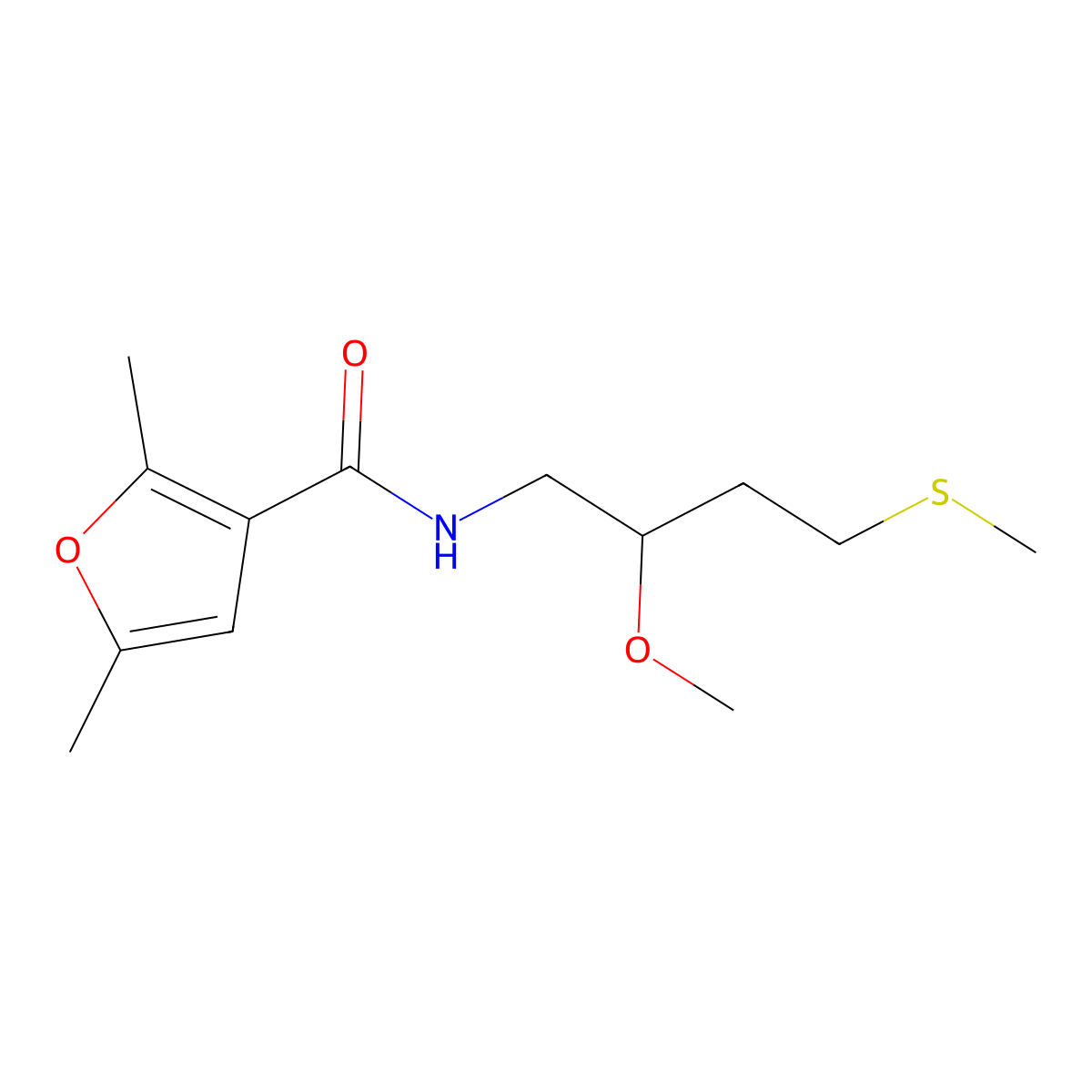 N-[2-methoxy-4-(methylsulfanyl)butyl]-2,5-dimethylfuran-3-carboxamide molecular structure, CAS 2320178-33-2