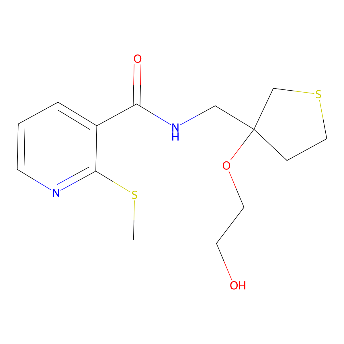 N-{[3-(2-hydroxyethoxy)thiolan-3-yl]methyl}-2-(methylsulfanyl)pyridine-3-carboxamide molecular structure, CAS 2320178-41-2