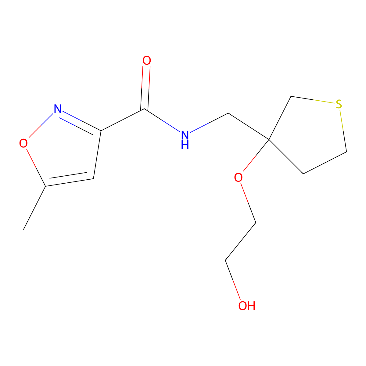 N-{[3-(2-hydroxyethoxy)thiolan-3-yl]methyl}-5-methyl-1,2-oxazole-3-carboxamide molecular structure, CAS 2320178-62-7