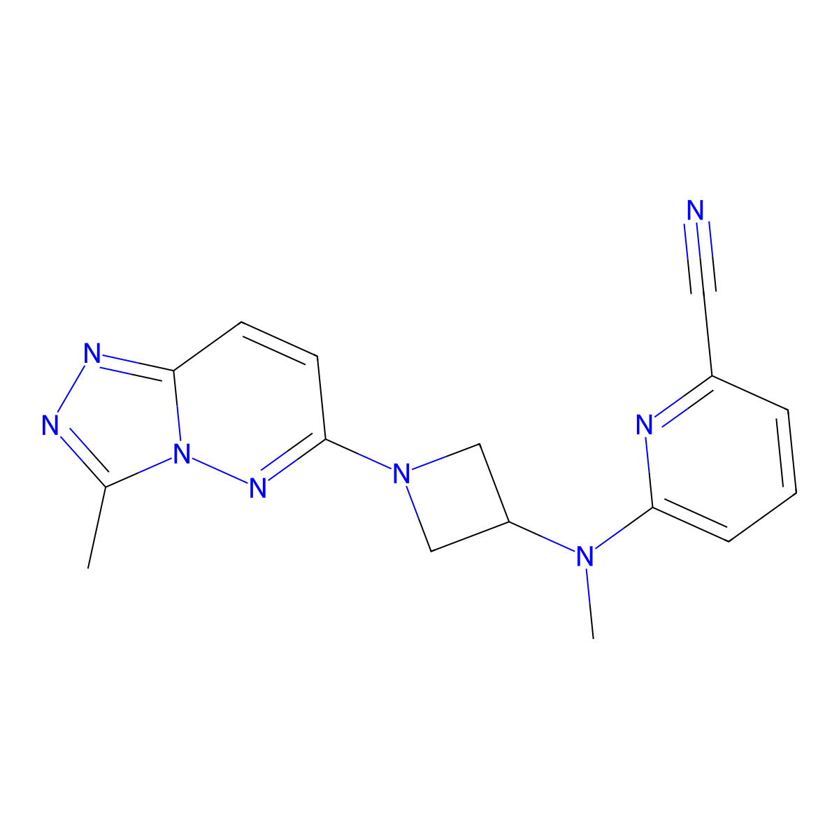 6-[Methyl(1-{3-methyl-[1,2,4]triazolo[4,3-b]pyridazin-6-yl}azetidin-3-yl)amino]pyridine-2-carbonitrile molecular structure, CAS 2320178-70-7
