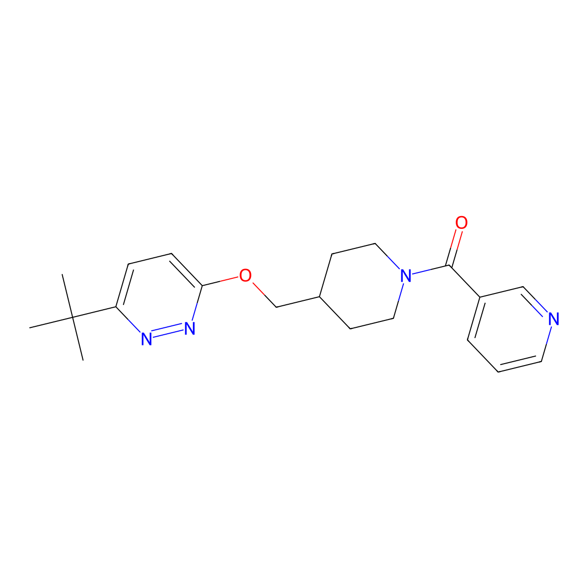 3-Tert-butyl-6-{[1-(pyridine-3-carbonyl)piperidin-4-yl]methoxy}pyridazine molecular structure, CAS 2320178-77-4