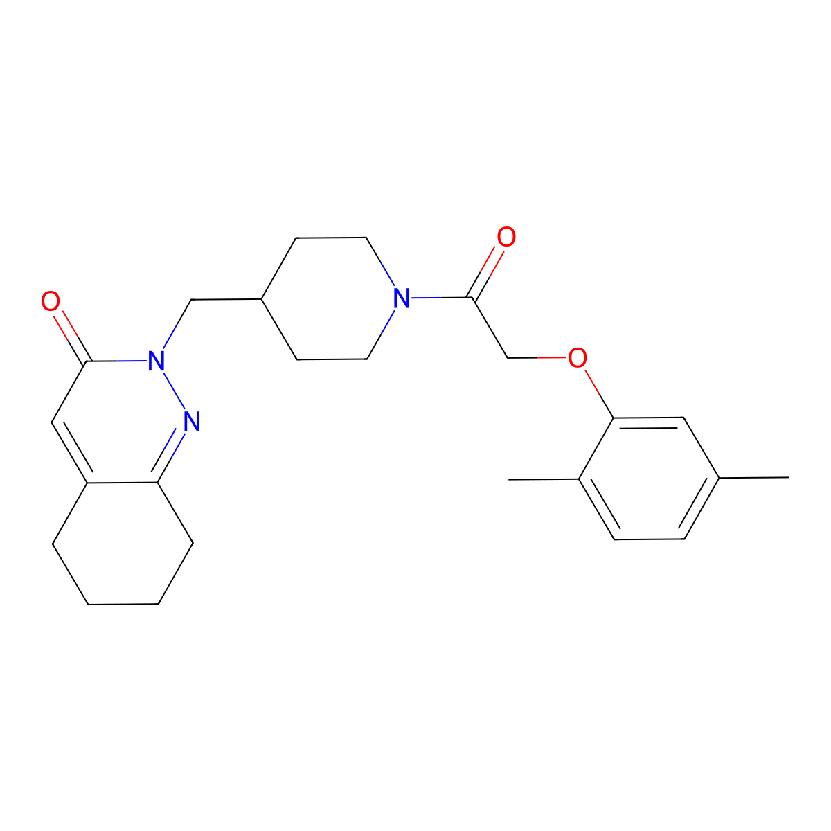 2-({1-[2-(2,5-Dimethylphenoxy)acetyl]piperidin-4-yl}methyl)-2,3,5,6,7,8-hexahydrocinnolin-3-one molecular structure, CAS 2320178-81-0