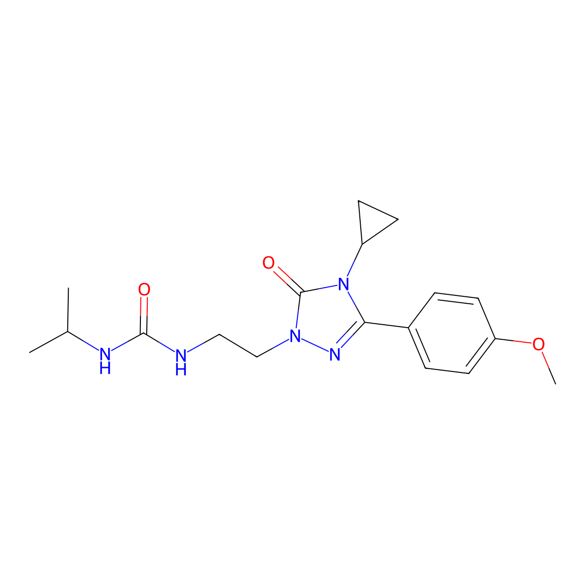 1-(2-(4-cyclopropyl-3-(4-methoxyphenyl)-5-oxo-4,5-dihydro-1H-1,2,4-triazol-1-yl)ethyl)-3-isopropylurea molecular structure, CAS 2320178-87-6