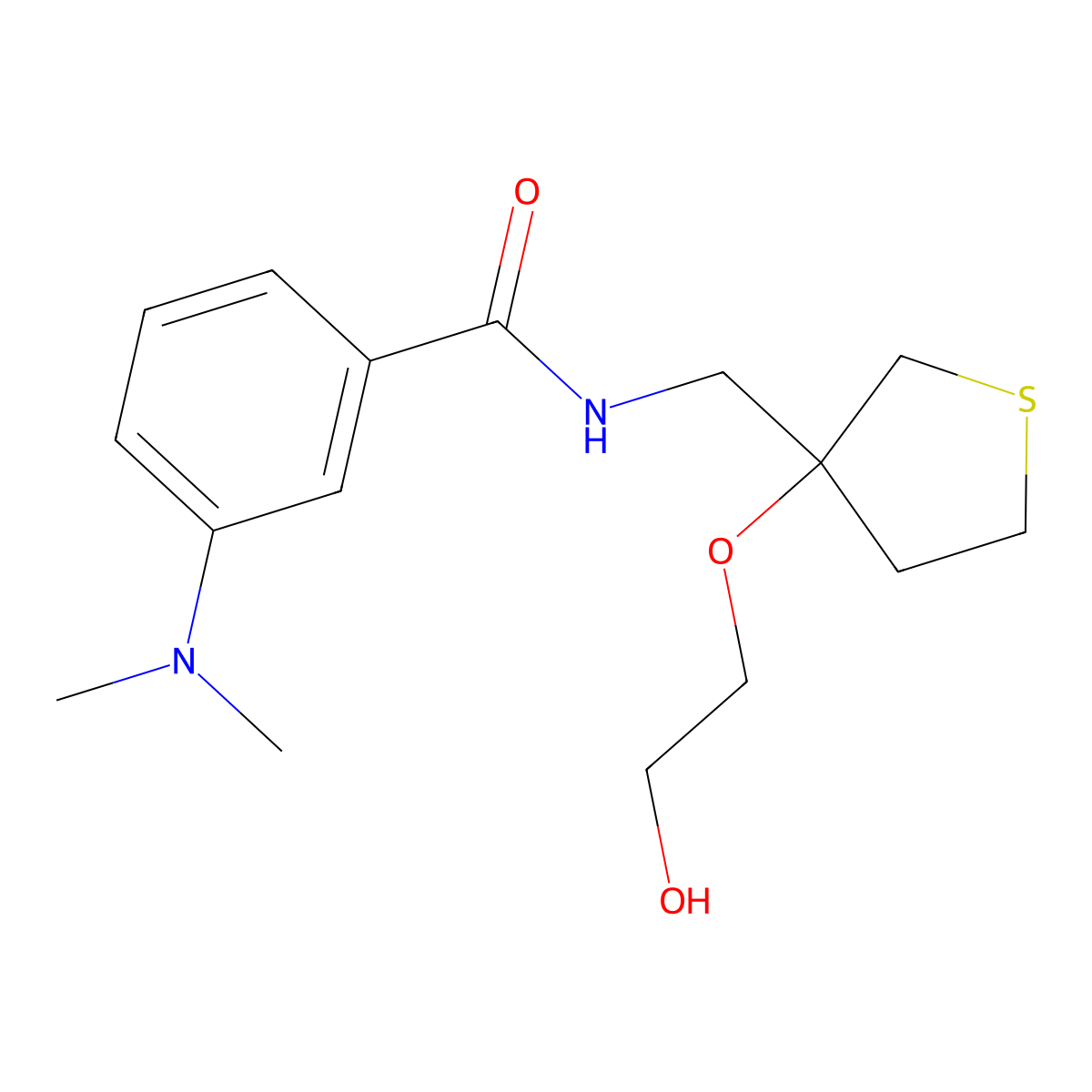3-(dimethylamino)-N-{[3-(2-hydroxyethoxy)thiolan-3-yl]methyl}benzamide molecular structure, CAS 2320178-91-2