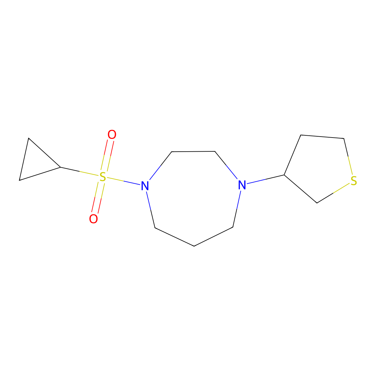 1-(Cyclopropanesulfonyl)-4-(thiolan-3-yl)-1,4-diazepane molecular structure, CAS 2320179-03-9