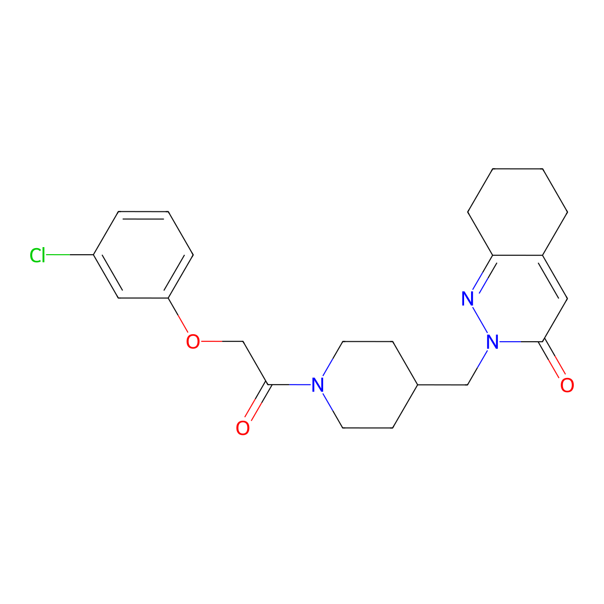 2-({1-[2-(3-Chlorophenoxy)acetyl]piperidin-4-yl}methyl)-2,3,5,6,7,8-hexahydrocinnolin-3-one molecular structure, CAS 2320179-06-2