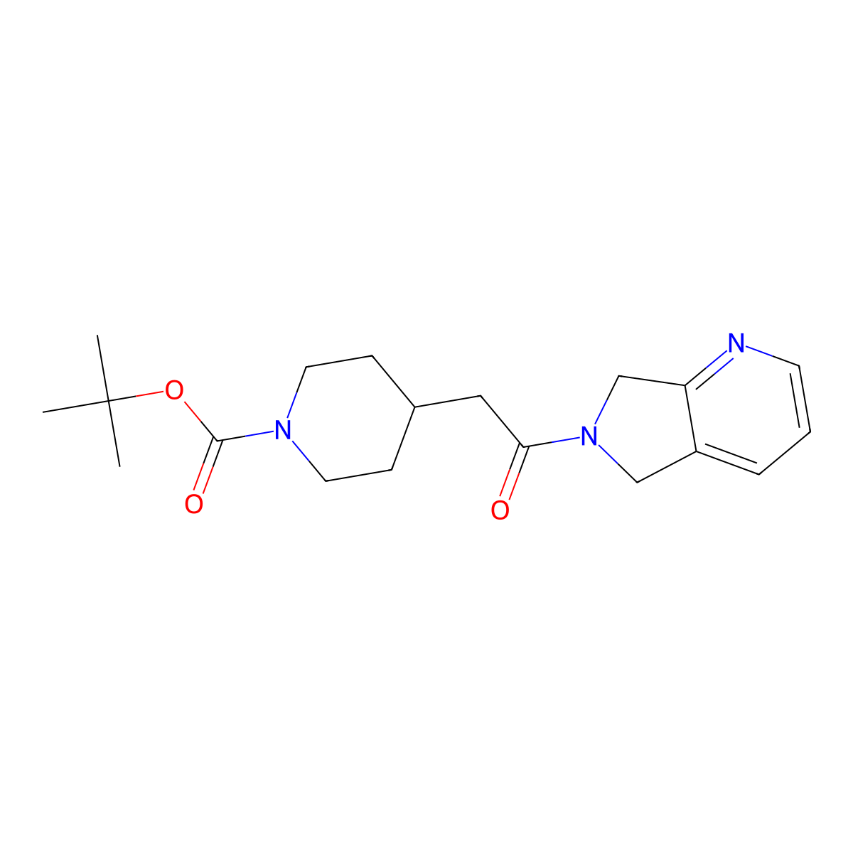 tert-butyl 4-(2-oxo-2-(5H-pyrrolo[3,4-b]pyridin-6(7H)-yl)ethyl)piperidine-1-carboxylate molecular structure, CAS 2320179-07-3